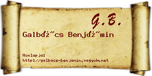 Galbács Benjámin névjegykártya
